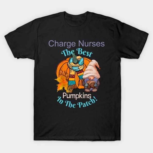 Charge Nurse Fall Gnome Pumpkin Cute Funny Thanksgiving Quote The Best in the Patch T-Shirt by DesignIndex